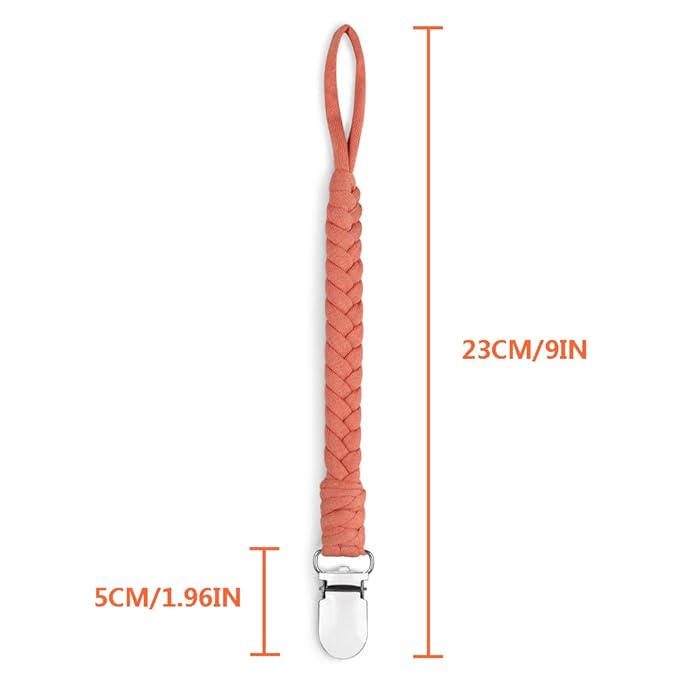 Pacifier Clip for Boys and Girls, Handmade Braided Cotton Baby Pacifier Holder Leash Smoother Clip Fits All Pacifiers Modern Unisex Baby Shower Set 6 Pack