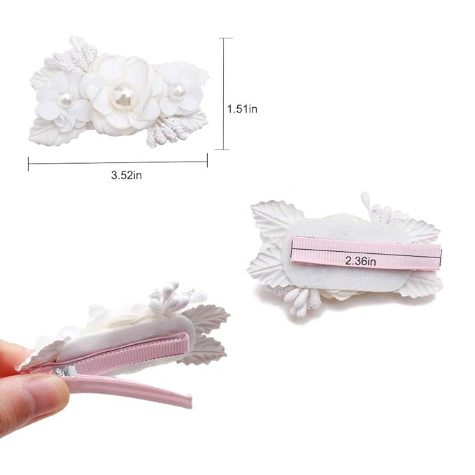 Flower Hair Clips Set-Cherrboll 3pcs Floral Hair Bow Accessories for Baby Girl Toddles Teen Gifts