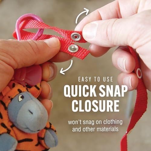 Baby Buddy Secure-a-Toy, Adjustable Pacifier and Teether Strap for Stroller, Highchair, and Car Seat, Navy Red Yellow White, 4 Pack - Made in USA