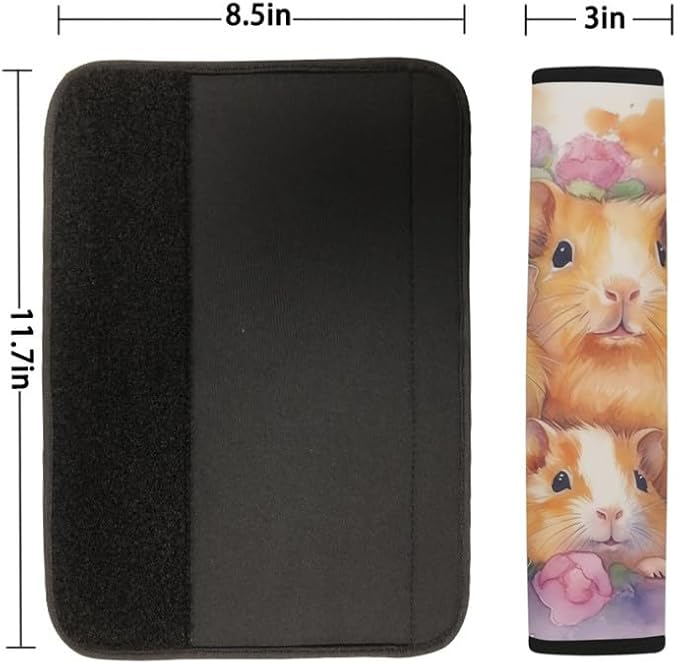 Watercolor Cute Guinea Pig 2-Pack Seat Belt Covers Cartoon Animal Parent-Child Family Soft & Comfortable Seat Belt Universal Car Seat Belt Strap Cover Shoulder Strap Pad