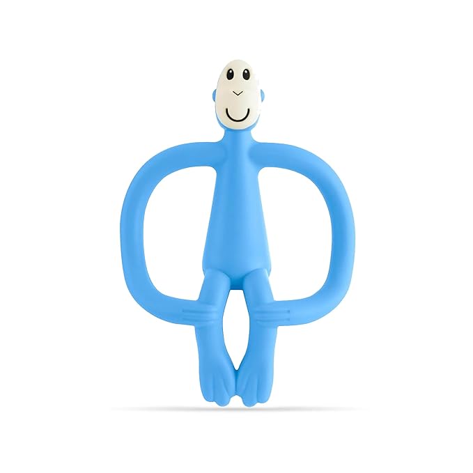 Matchstick Monkey Original Teether & Gel Applicator – Silicone Baby Teether, Easy-to-Grip, BPA-Free, Supports Self-Soothing & Early Brushing, 3 Months+, 4 Inches, Light Blue