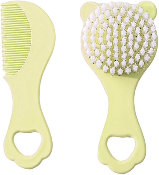Infant Comb Set with Hairbrush for Delicate Skin Feature Lovely Bear Pattern New Parents Essential Hair Care