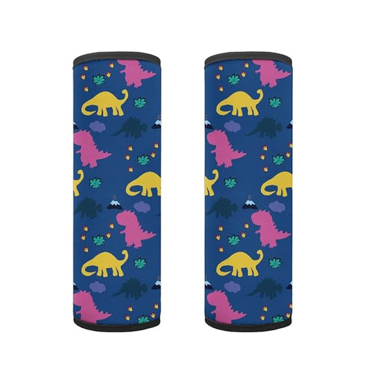 ENLACHIC Baby Car Seat Belt Cover, Cute Dinosaur Print Car Seat Shoulder Strap Pads, Infant Car Seat Cushion Safety Seatbelt Protector for Kids Boys Girls,Pink Yellow Dinosaurs