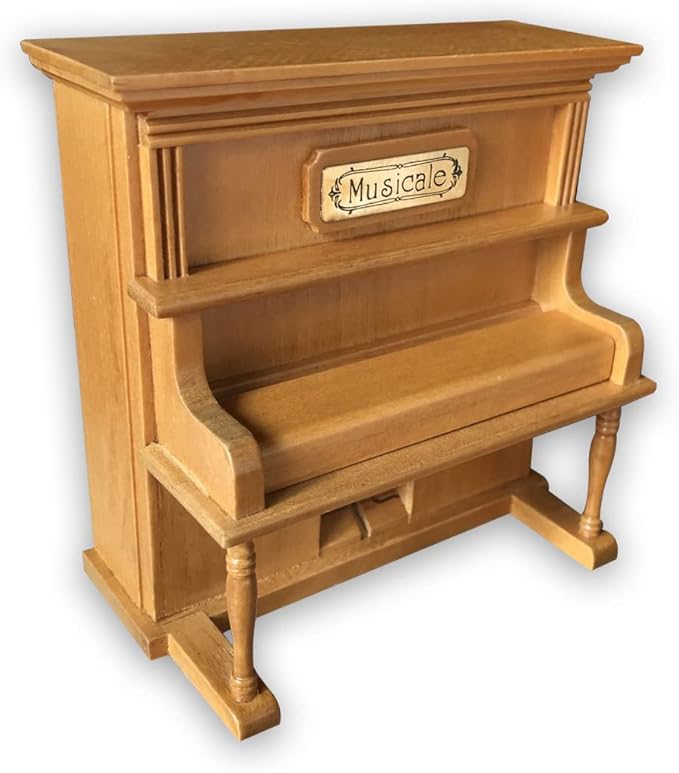 BinkeGG Play (You are My Sunshine) Brown Wooden Upright Piano Wind up Music Box with Sankyo Musical Movement (65 Tunes Option)