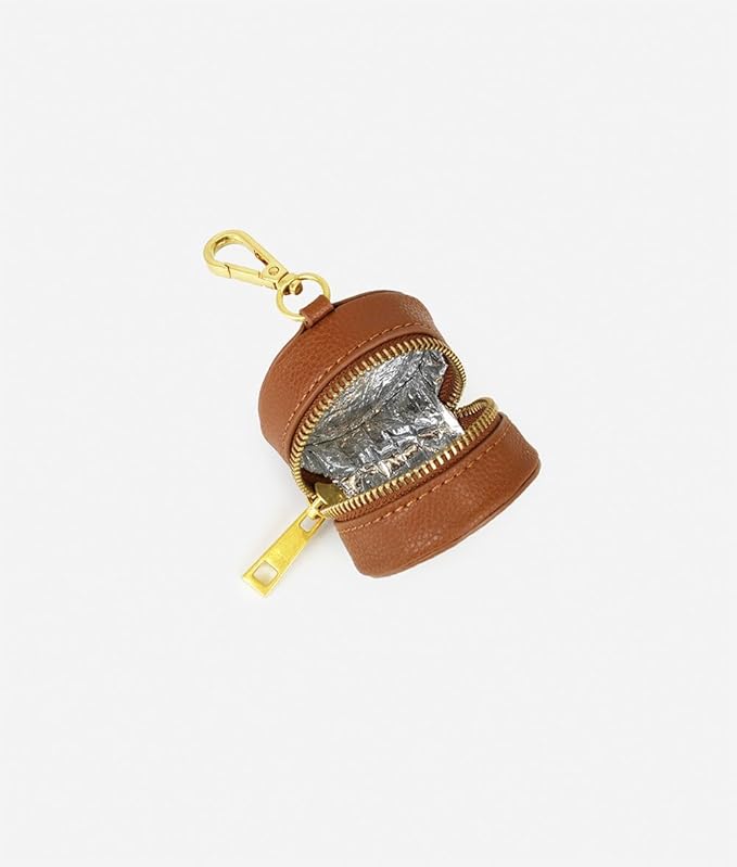 FAWN DESIGN The Paci Case, Brown Pacifier Holder, Premium Pebbled Faux Leather Paci Holder, Insulated Pacifier Case with Zipper and Clip, Fits Most Standard Size Pacifiers, 2.25 x 2.25 inches
