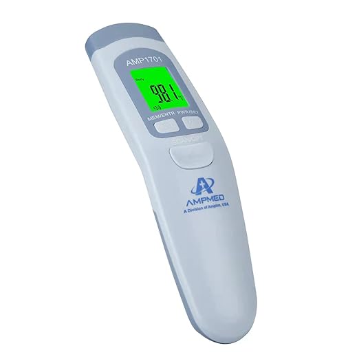 Amplim Bundle - Amplim Non-Contact Touchless Infrared Digital Forehead Thermometer for Adults and Baby Hospital Medical Grade No Touch (Pack of 3)