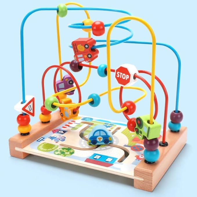 Alasum Ocean-Themed Wooden Bead Maze Toy for Toddlers Ages 1-5 - Montessori Educational Activity Center for Fine Motor Skills and Sensory Learning - Colorful Bead Puzzle and Sequencing Toy for Kids