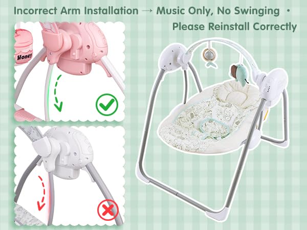 Portable Baby Swing for Infants, Compact & Foldable Infant Swing with 5-Speed Swing,Music, Timer, Cushioned Seat, Battery Operated, 0-9 Months 6-20 lbs,SG2404