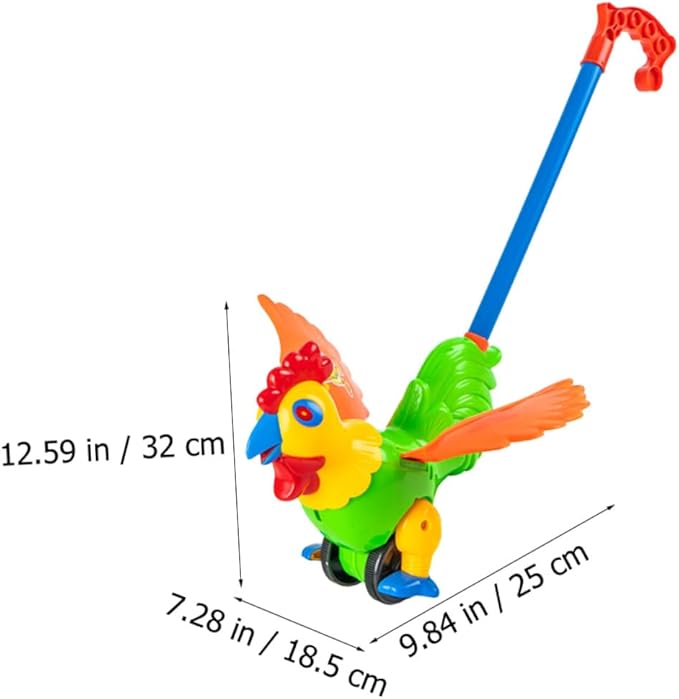 SUPVOX Push and Pull Rooster Walker for Detachable Handle Learning Cart Early Educational Animal Plaything for Walking Development and Observation Skills Safe Plastic Design Random Color