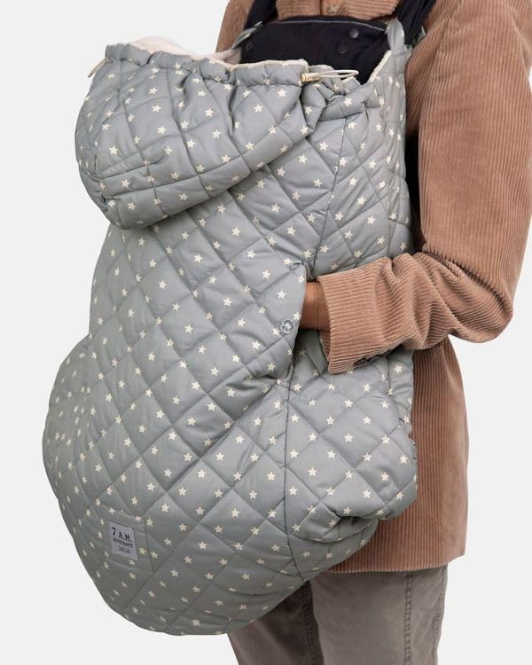 7AM Enfant Baby Carrier Cover - K-Poncho Universal Fit Winter Ultra Soft Plush Lining, Water Repellent Bunting Bag with Adjustable Hood, Multifunctional Stroller & Car Seat Blanket Cover | (0-3T)