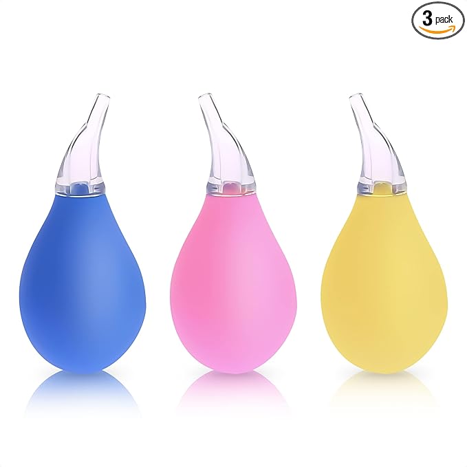 3 Pcs Nose Bulb Syringe for Baby - 3.35" Mucus Suction for Babies, Baby Bulb Syringe for Infant, Odor-Free PVC and Silicone Nasal Suction for Babies - Easy to Use Infant Nose Sucker for Toddler