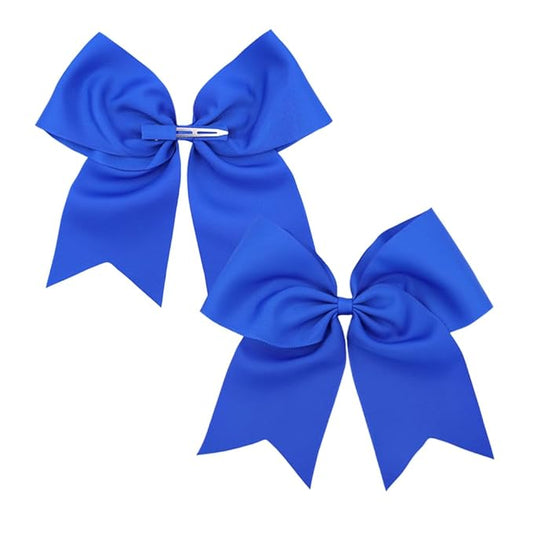 Pack of 2 Royal Blue Jumbo Cheer Bow Hair Clips for School Girls Cheerleader Bows 8'' Dancing Softball Basketball Cheerleading Team Hair Accessories