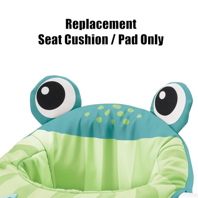 Mattel Replacement Part for Fisher-Price Sit-Me-Up Baby Floor Seat - FWY43 ~ Replacement Seat Cushion/Pad ~ Green and White Frog Print Chevron Pattern, Green, BLue, White, Black