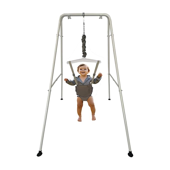 Baby Jumper Set with Hanging Shelf Adjustable Toddler Baby Bouncer (White)