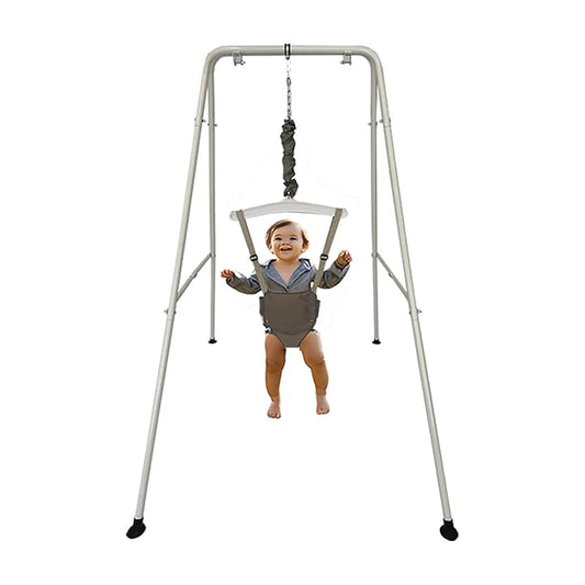 Baby Jumper Set with Hanging Shelf Adjustable Toddler Baby Bouncer (White)
