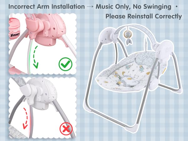 Portable Baby Swing for Infants, Compact & Foldable Infant Swing with 5-Speed Swing,Music, Timer, Cushioned Seat, Battery Operated, 0-9 Months 6-20 lbs,SG2403