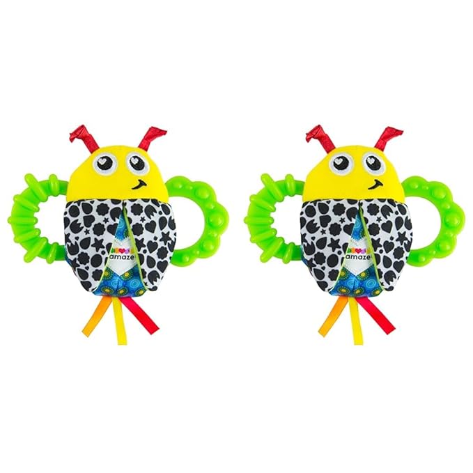 LAMAZE Bitty Bite Bug Rattle 4.5 Inch (Pack of 2)