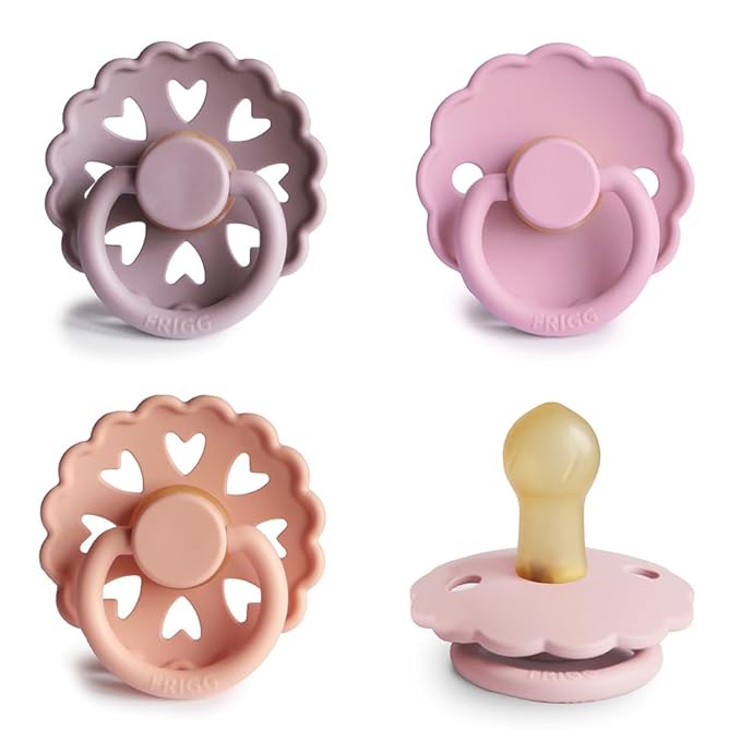 FRIGG Natural Rubber Baby Pacifier 4-Pack Sunset Bliss | Made in Denmark | BPA-Free (0-6 Months)