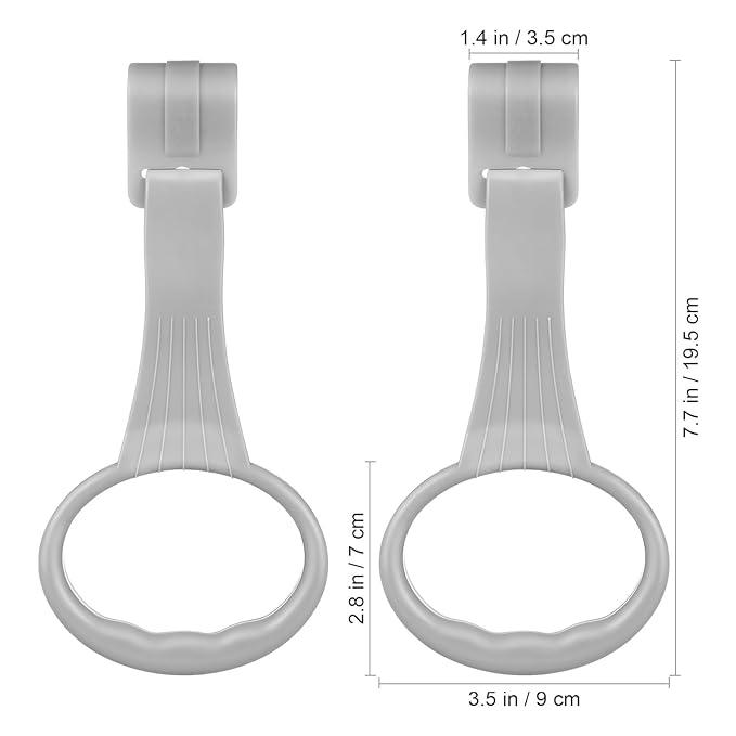 SAFIGLE 2Pcs Baby Playpen Pull up Rings：Pull up Rings for Play Pen，Baby Walking Exercises Assistant - Playpen & Crib Hanging Loop Accessories for Help Stand up Walking Training Tool Newborn (Grey)