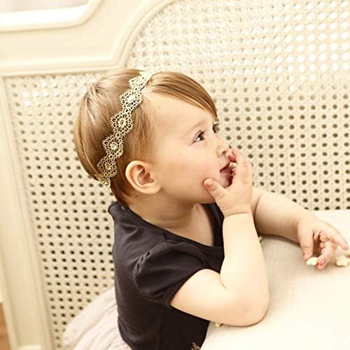 Zapire 4pcs Lace Bows Baby Headbands for Baby Girl Headbands Hair Accessories - Soft Elastic Flower Bows Hair Band