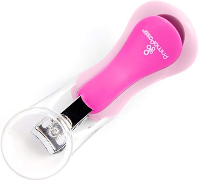 Primo Passi Baby Nail Clipper with Magnifier – Infant & Toddler Nail Trimmer with 5X Magnifying Glass, Safe Baby Nail Care Grooming Tool (Pink)