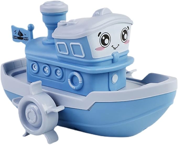 Wind-up Ship Bath Toy – Funny Wind-up Steamship Clockwork Steamboat (Blue)