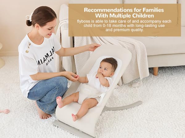 3-in-1 Baby Bouncer & Portable Rocker Chair for Newborn to Toddler - 4 Adjustable Recline Positions, Breathable Cotton Fabric, Natural Vibration, Supports Up to 33 lbs, Khaki
