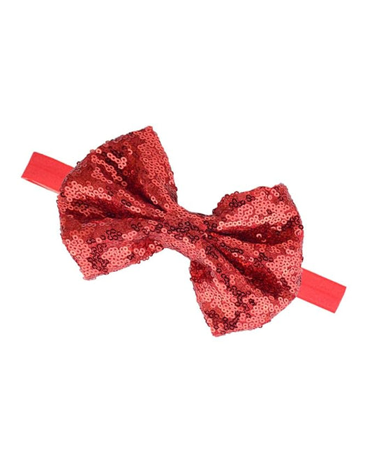 BHC03 Baby Christmas Sequins Headband - Red & Green Glitter Sequins Bow for Christmas Hair Band