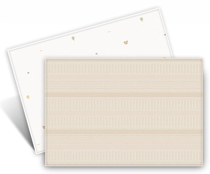 Premium Soft Play Mat - Coco Bear + Woven Sisal - Made in Korea - Non-Toxic Soft Floor Mats, Water Resistant, for Playrooms, Kids Rooms & Family Spaces, Reversible - 75"x51"