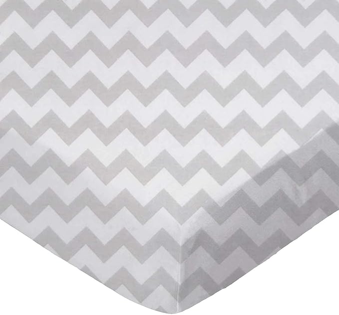 SheetWorld Baby Fitted Pack N Play Sheet Fits Graco 27 x 39 inches, 100% Cotton Woven Sheet, Unisex Boy Girl, Grey Chevron Zigzag, Made in USA