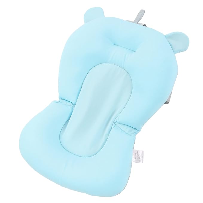 Baby Bath Seat Cushion Floating Safe Foldable Adjustable Infant Bath Supporter for Newborn Blue Bear, Supports Baby Body, Safety to Use, Easy to Clean, Odorless Material, Optimal (Blue Bear)