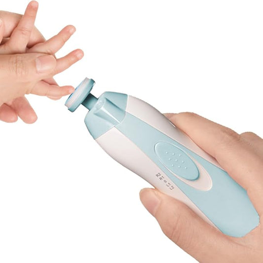 6 in 1Electric Baby Nail Clippers Set with Travel Case- Safe Baby Nail File trimmer for Newborn or Toddler Toes and Fingernails, Battery Operated (AA Not Include) Blue
