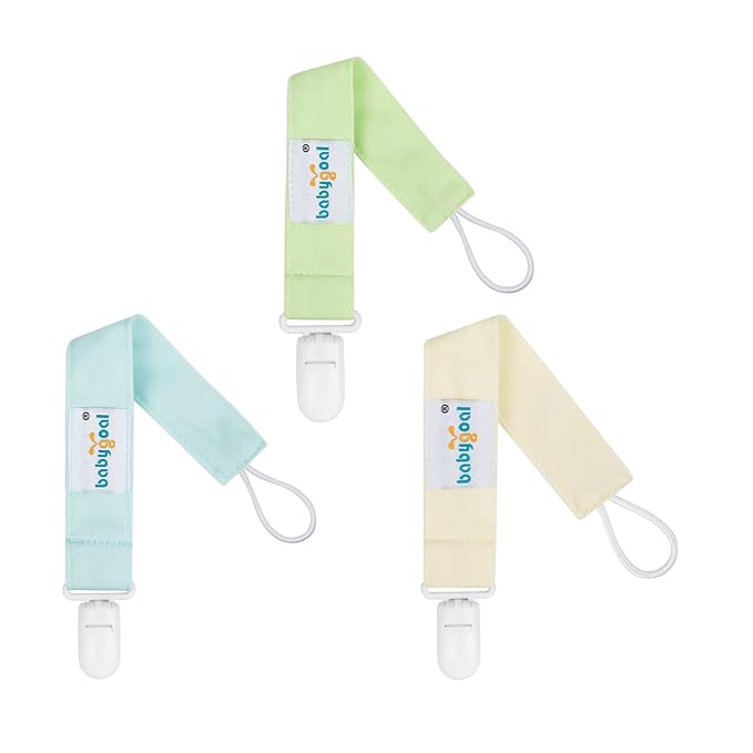babygoal Solid Color Pacifier Clips, 6 Pack Binky Paci Holder Clips Leashes Fits for Most Baby Pacifiers and Binkies