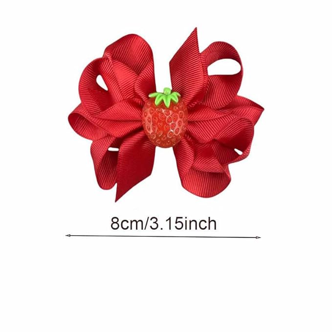 Strawberry Snap Clips Baby Girls Fruit Hair Bow Clips Strawberry Hair Ring Tie BBW24 (Set-M)