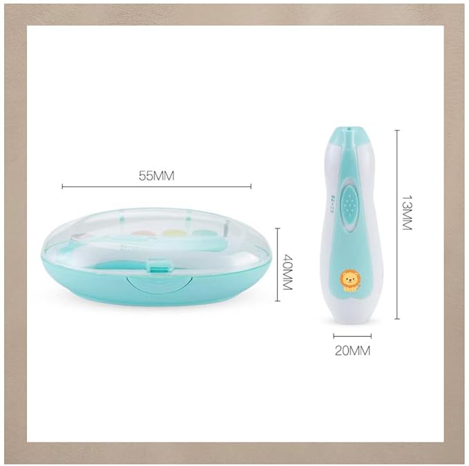 NEW Baby Nail Trimmer Safe (Lion) – Quiet & Safe Nail File for Newborn, Infant & Toddler – Lion & Butterfly Design – Painless, Safe, and Electric for Baby Boy or Girl – Blue (Lion)