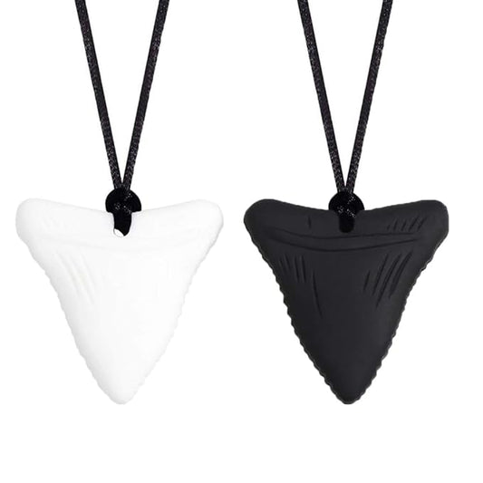 2 PCS Sensory Chew Necklaces - Chew Necklaces for Sensory Kids, Shark Tooth Necklace, Baby Teething Child Chewing Autism Adult, YQZIYOU