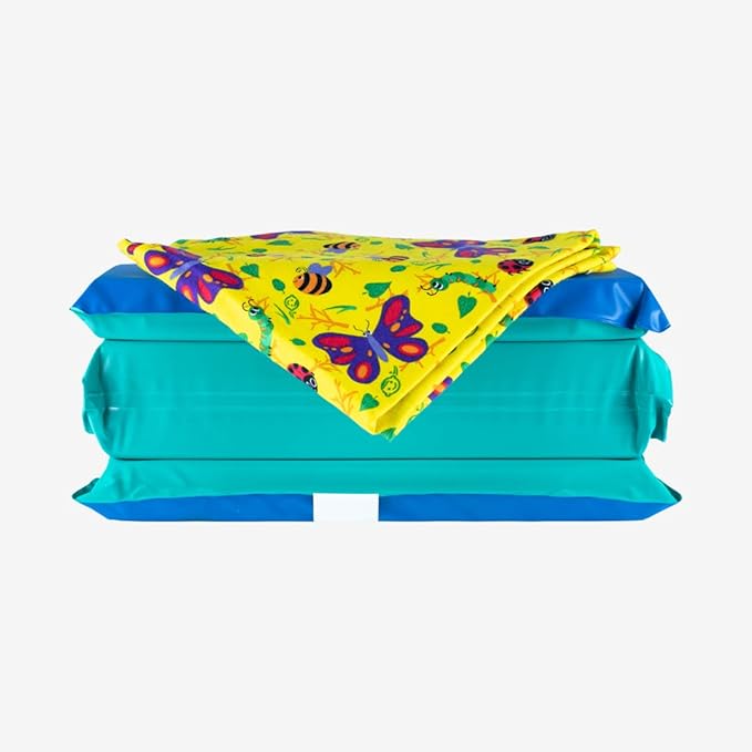 KinderMat 2" Jr. Daydreamer 2" x 19" x 44", 2 inches Thick, 4-Section Rest Mat, Blue/Teal, Great for School, Daycare, Travel, and Home, 100% Made in USA