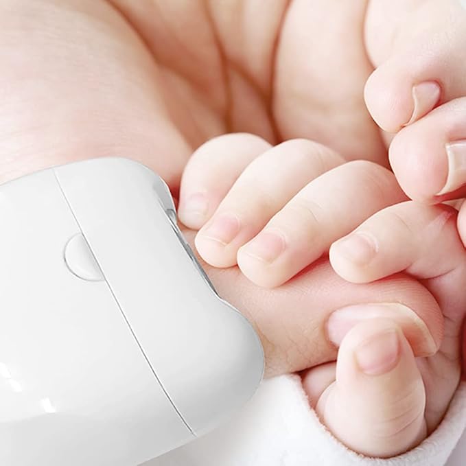 HubiBaby Baby Nail Trimmer Electric, Nail File Baby Nail Clippers, Safe 2 Speed Trimmer with Skin Guard, Rechargeable and Portable, Safe for Newborn, Infant, Toddler, and Adults (White)