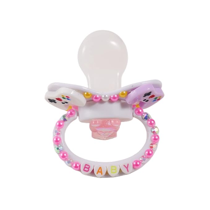 Adult Sized Pacifier, Personalized Pacifier, with Dust Cover Rhinestones Bling Dummy（Pink）