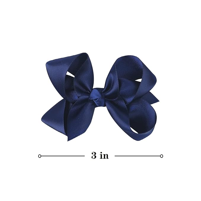 3 Inch Satin Bow for Little Girls - 2 Pcs (Royal Blue)