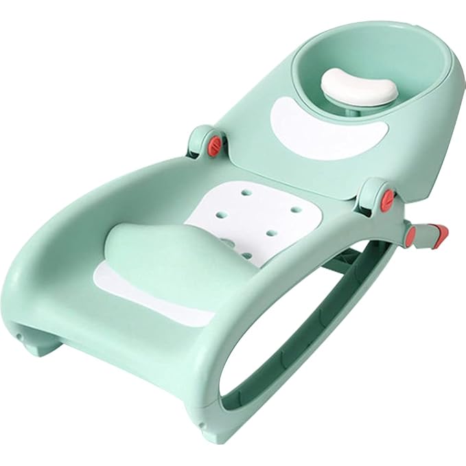 WAYUTO Foldable Baby Shampoo Chair with Shampoo Basin and Head Cushion Waterproof Kids Wash Hair Chair Comfortable Toddler Shampoo Chair Bather Girls Non Slip Kids Hair Washing Bath Seat(Mint Green)