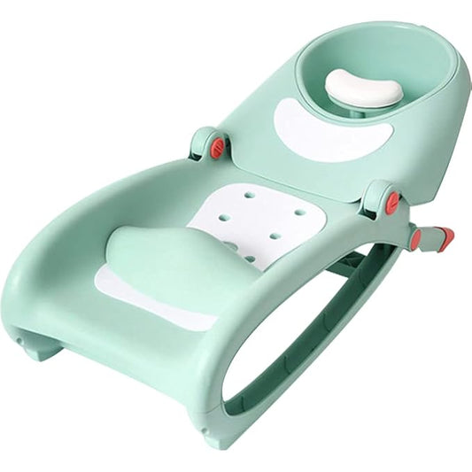 WAYUTO Foldable Baby Shampoo Chair with Shampoo Basin and Head Cushion Waterproof Kids Wash Hair Chair Comfortable Toddler Shampoo Chair Bather Girls Non Slip Kids Hair Washing Bath Seat(Mint Green)