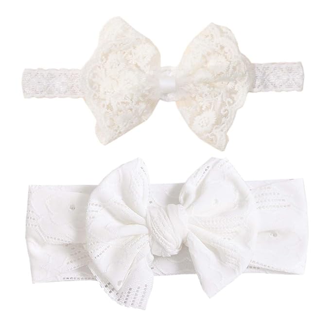 Baby Baptism Headband Lace Bow Headband Christening Headbands with Pearls TSFD30 (Ivory)