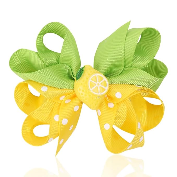 Lemon Bow Clips Baby Girls Fruits Bowknot Pin Kids Girls Yellow Lemon Hair Bow Clips BBG97 (Set-D)