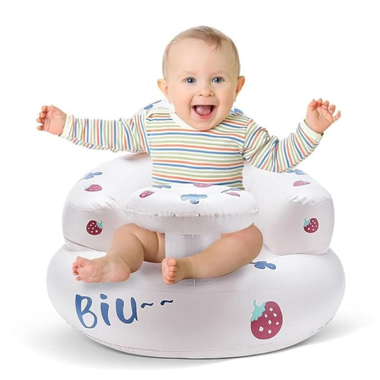 Inflatable Baby Floor Seat – Portable Baby Bouncer Self Inflatable seat for Babies 3 Months &-Up with Built-in Air Pump for Sitting Back Support
