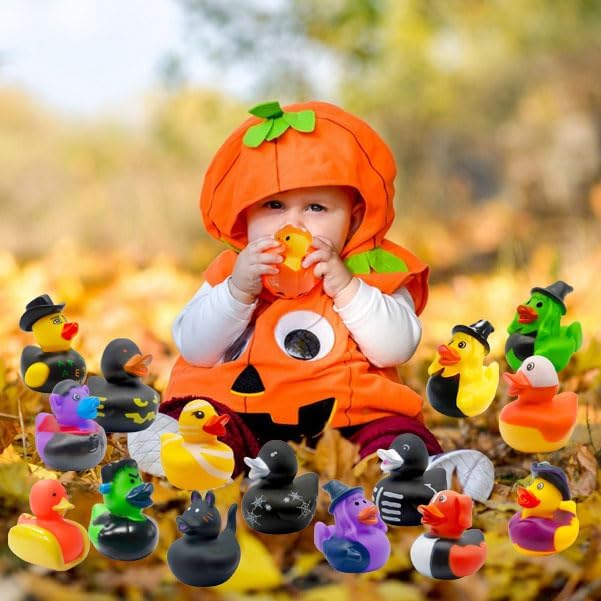 27 Pcs Halloween Party Favors Rubber Ducks,Baby Showers Accessories Bath Toys for Kids Halloween Decorations Trick or Treat Supplies Goodie Bag Fillers(Halloween)