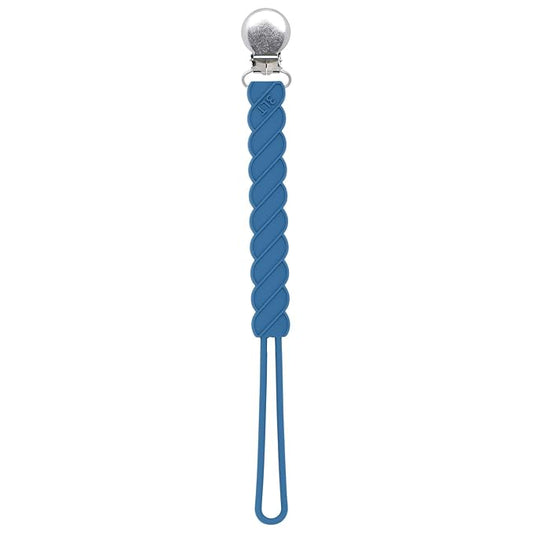 Three Little Tots All Silicone Modern, Short and Safety Tested Pacifier Clip (Blue, Twist)