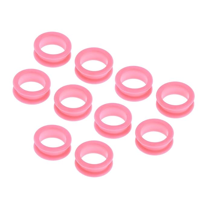 menolana 10 Packs Silicone Thumb Ring Finger Insert Grips Set For Grooming Scissors - Pink