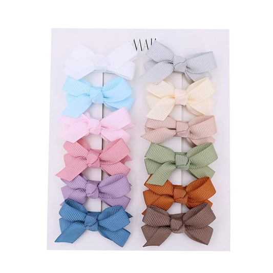 12 PCS Baby Bow Bangs Hair Clips Tiny Snap Clip for Infant Toddler Girl Mini Grosgrain Ribbon Hair Bow Barrettes Girls Hair Accessories (1.75" jojo bow Macaroon 12 PCS)