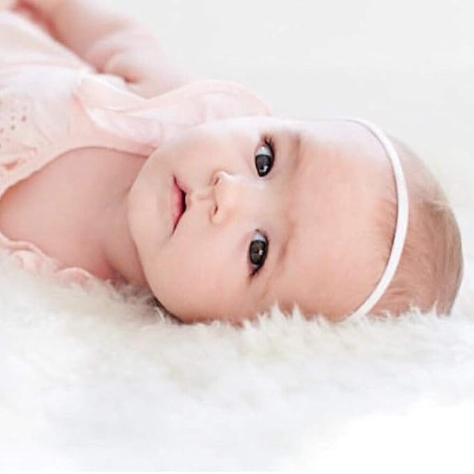 inSowni 50 Pack Super Soft Stretchy DIY Solid Nylon Headbands Baby Hair Bands One Size Fits All (White)